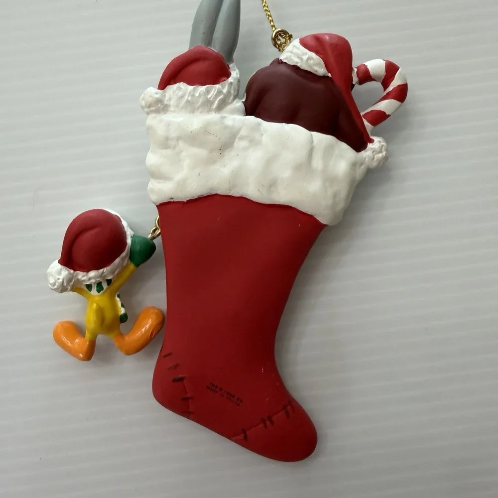 Vintage Looney Tunes Christmas Ornament Stocking Taz Bugs Bunny Tweety